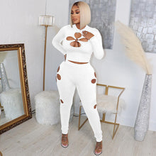 Load image into Gallery viewer, Cut Out Crop Top T Shirts Leggings 2 Piece Pants Set
