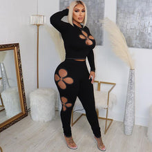 Load image into Gallery viewer, Cut Out Crop Top T Shirts Leggings 2 Piece Pants Set
